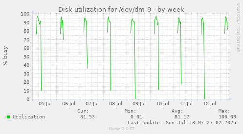 Disk utilization for /dev/dm-9